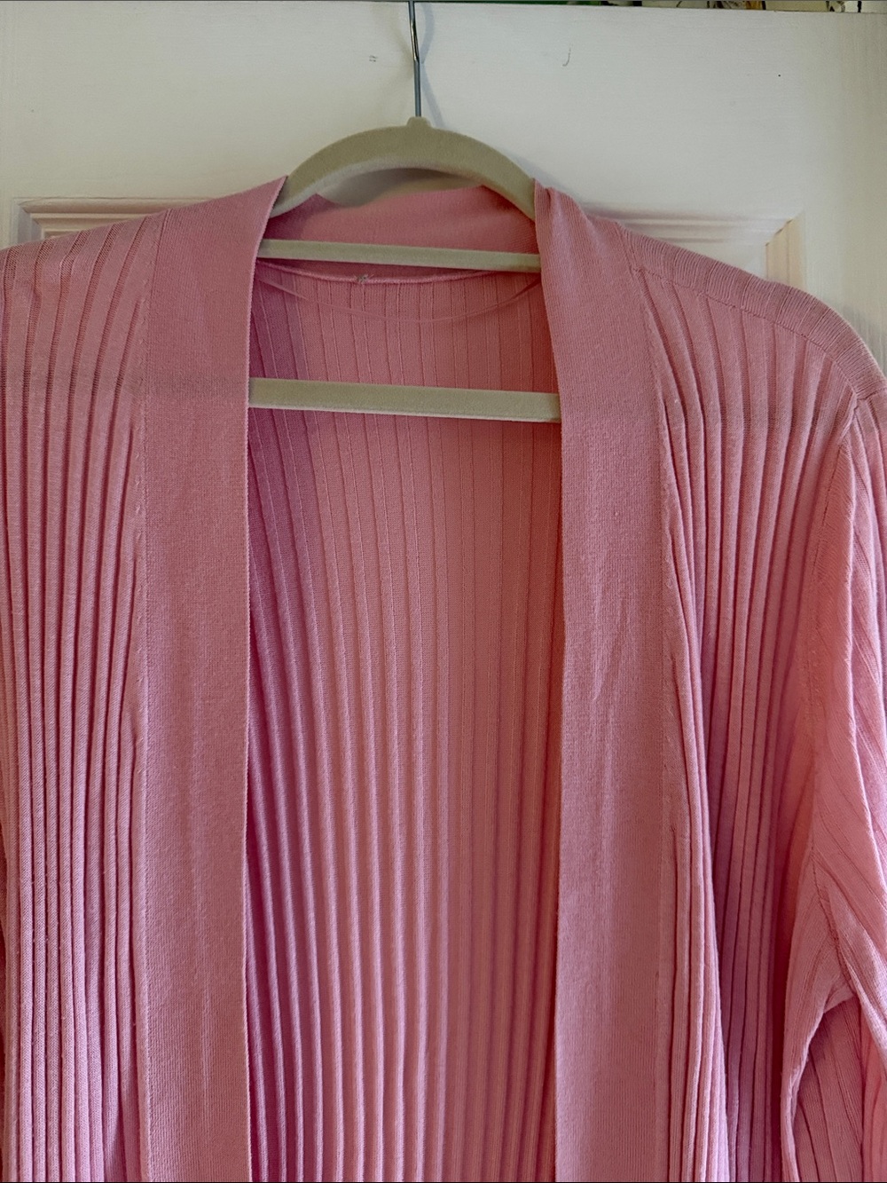 LOFT Pink Ribbed Open-Front Cardigan - Picture 4 of 5